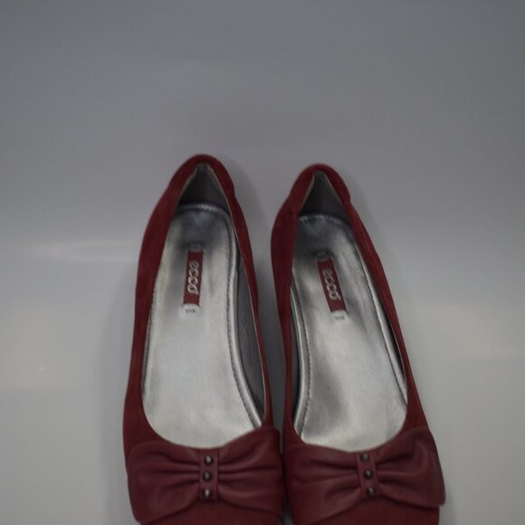 ECCO BURGUNDY SUEDE FLATS SHOES SZ EUR 39 US 8 - Picture 7 of 11